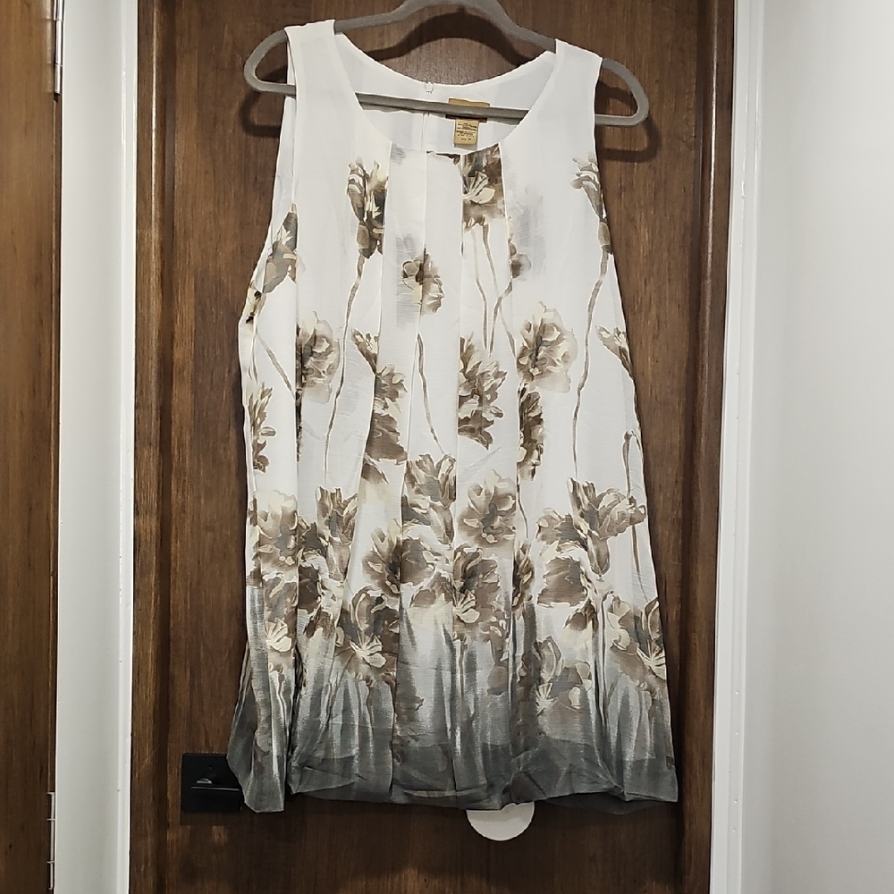 Midnight Velvet Cream floral Blouse womens plus 2X